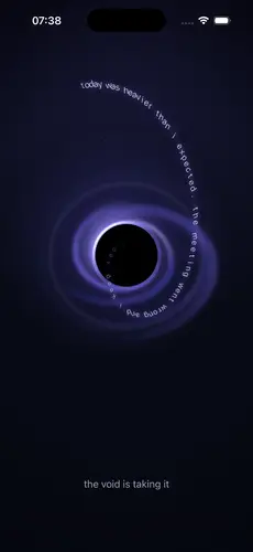 An entry spiralling into the black hole as it is swallowed